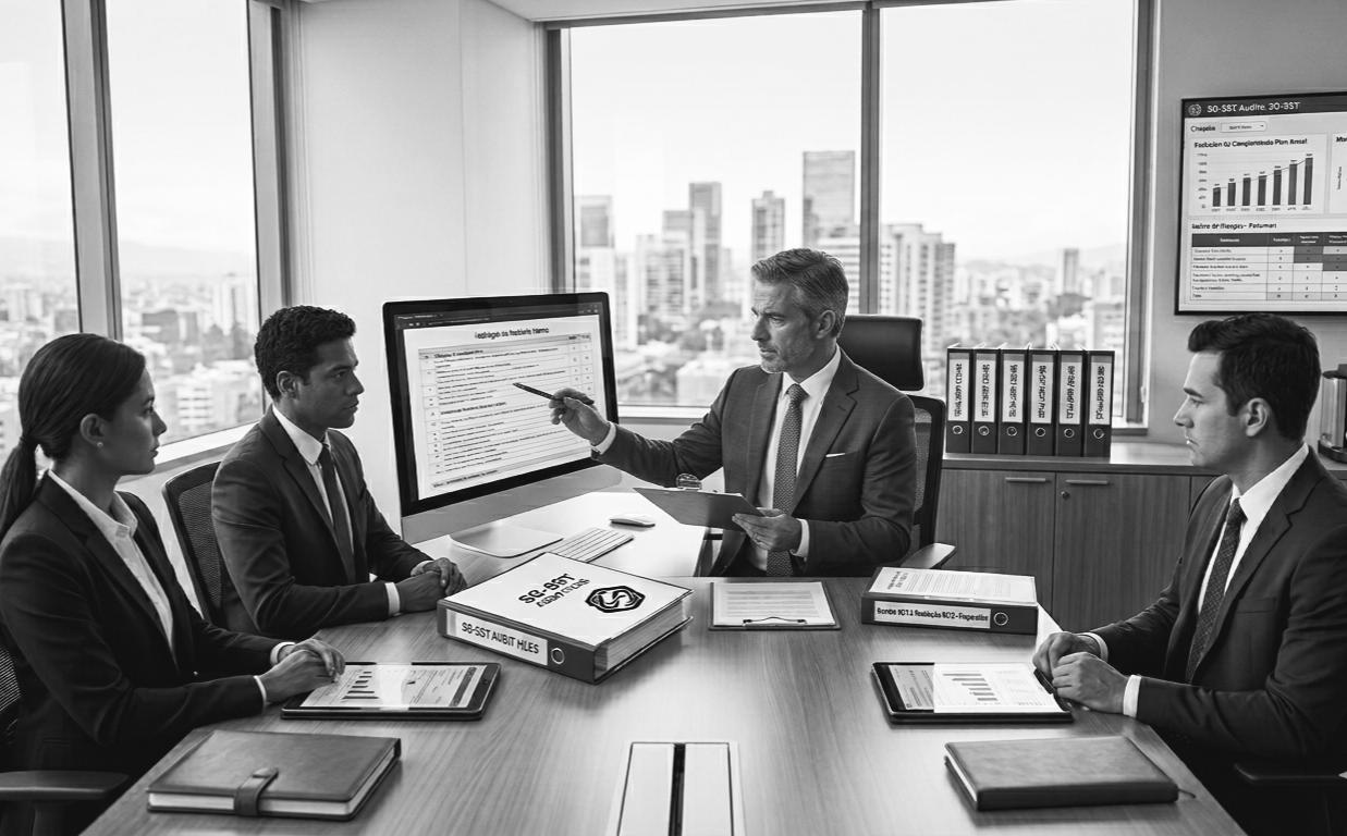 Reunión de auditoría interna del SG-SST con equipo directivo